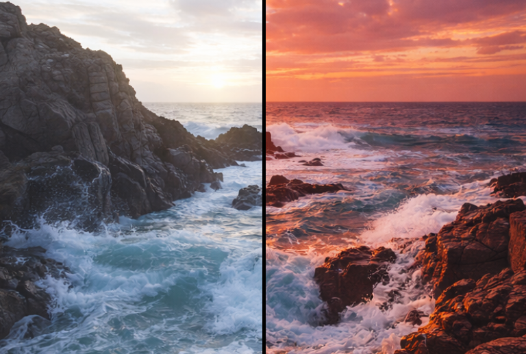 Film scanner editing interface with color adjustments and look controls