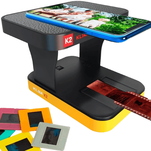 KLIM K2 smartphone film scanner used as optional hardware for scanning film with a phone