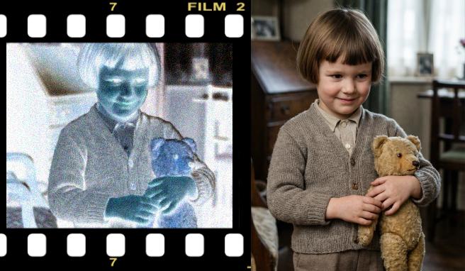 Negative film transformed into a corrected photo